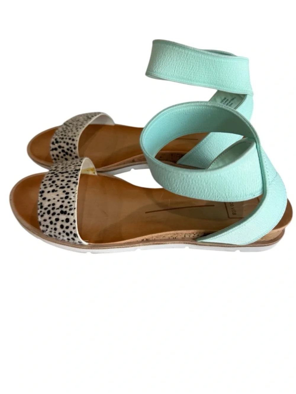 Dolce Vita Vivian Mint‎ and leopard -Print Ankle Strap Sandals